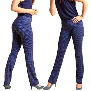 Betabrand Blue Dress Yoga Pants Geometric  Chevron Large